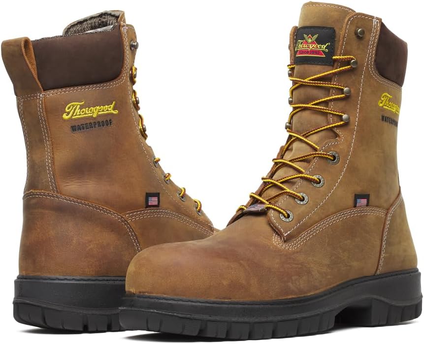 

Мужские водонепроницаемые ботинки Thorogood 8 - с нанокомпозитным носком - серия Genesis - из цельнозерновой кожи с удобными стельками и противоскользящей подошвой, Chestnut