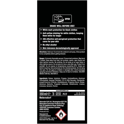 NIVEA MEN Invisible for Black & White Оригинальный дезодорант 0% спирта аэрозольный спрей 150 мл — фото 2