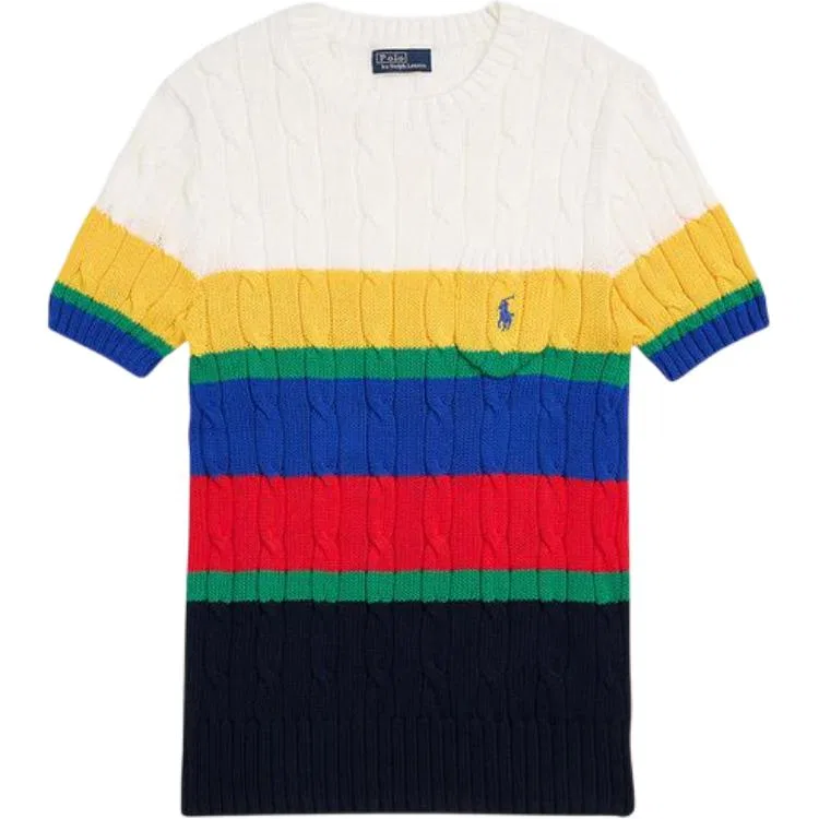 Джемпер полосатый с косами Polo Ralph Lauren мультиколор