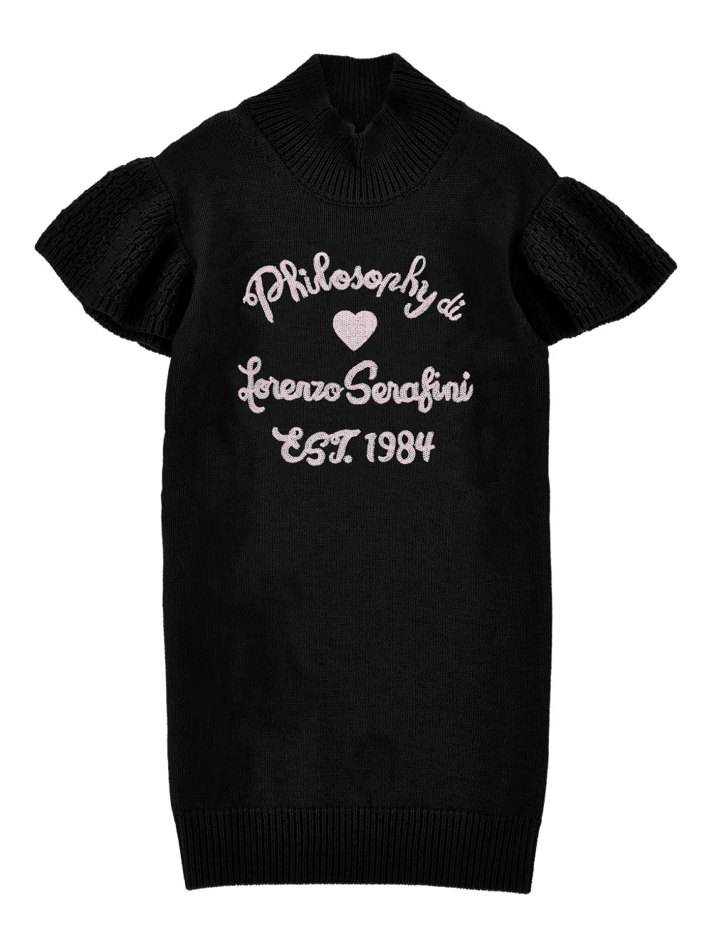 

Платье с оборками на рукавах Philosophy Di Lorenzo Serafini Kids, черный