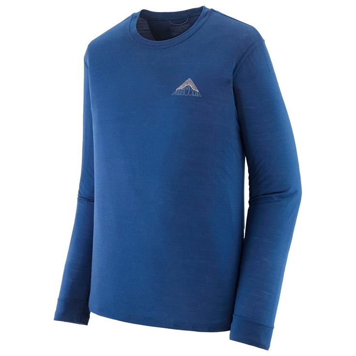 

Футболка для походов, с длинными рукавами, с принтом из мериносовой шерсти, классная, синяя, с принтом Driftways Clement - M Patagonia