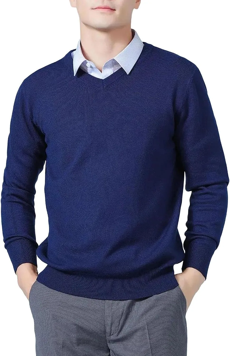 

Мужской свитер V-образный вырез длинный рукав