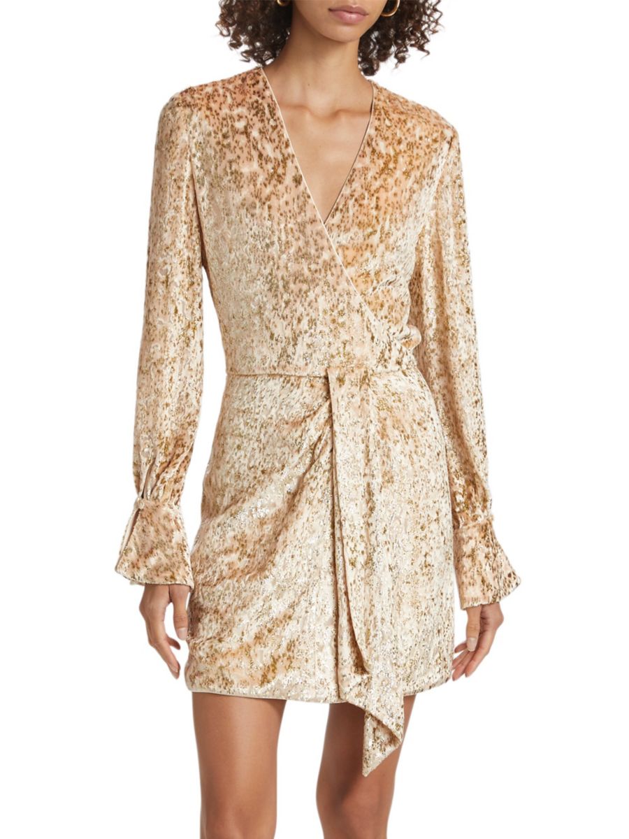 

Мини-платье Camryn Abstract Metallic Velvet SIMKHAI, цвет Blush Metallic