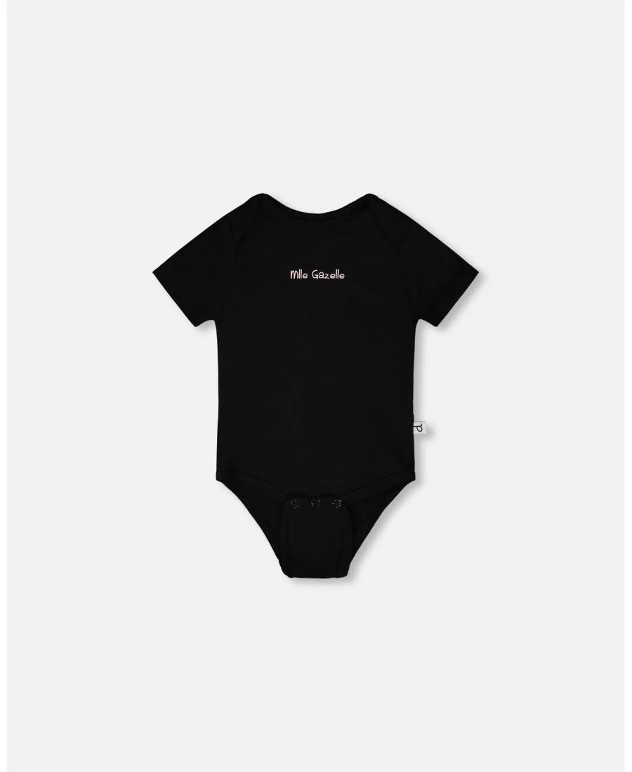 Детский комбинезон из хлопкового трикотажа для девочек Baby Girls Evolutive Deux par Deux, черный — фото 2