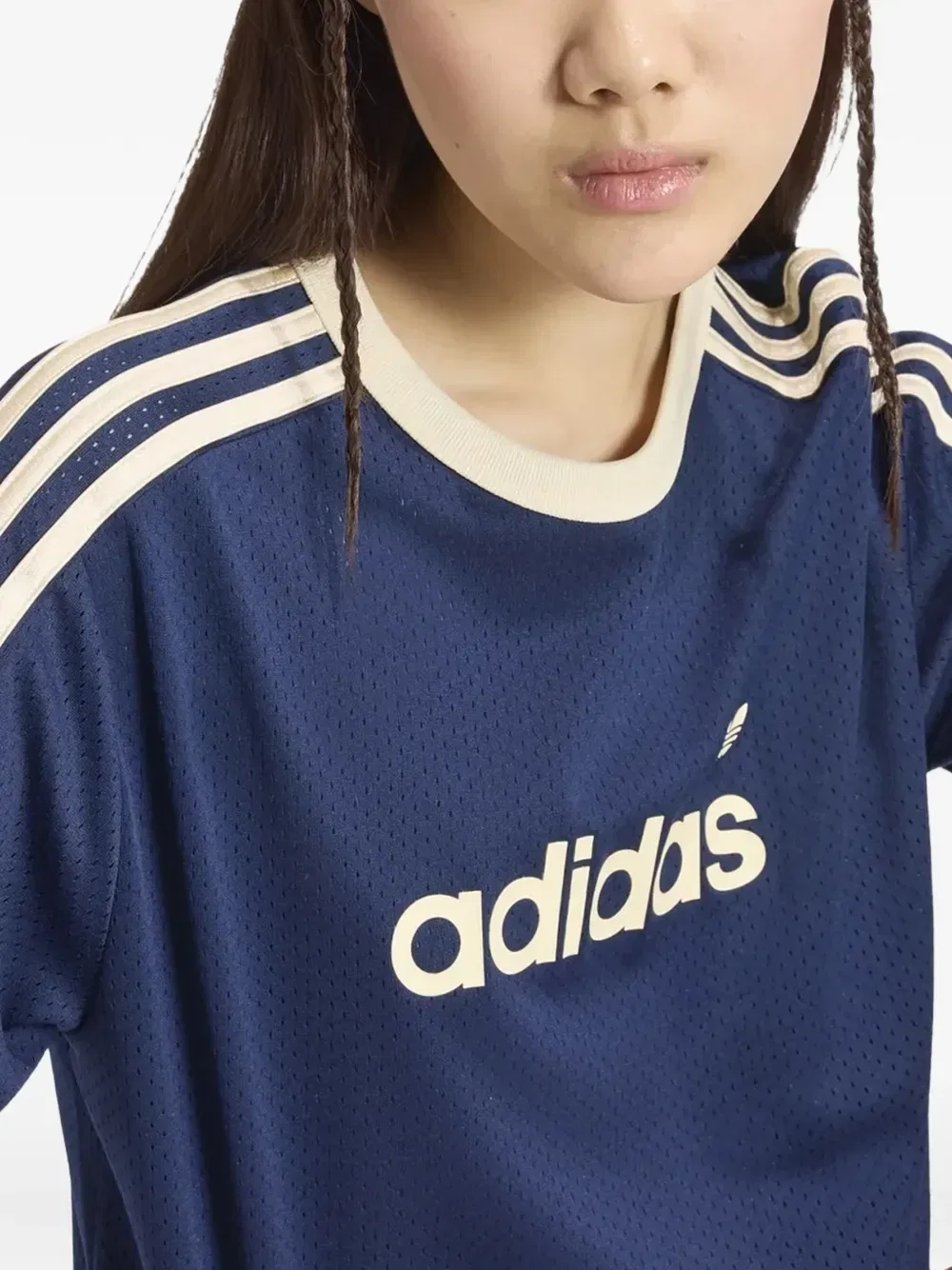 Футболка из сетчатой ткани с логотипом Adidas, синий — фото 3