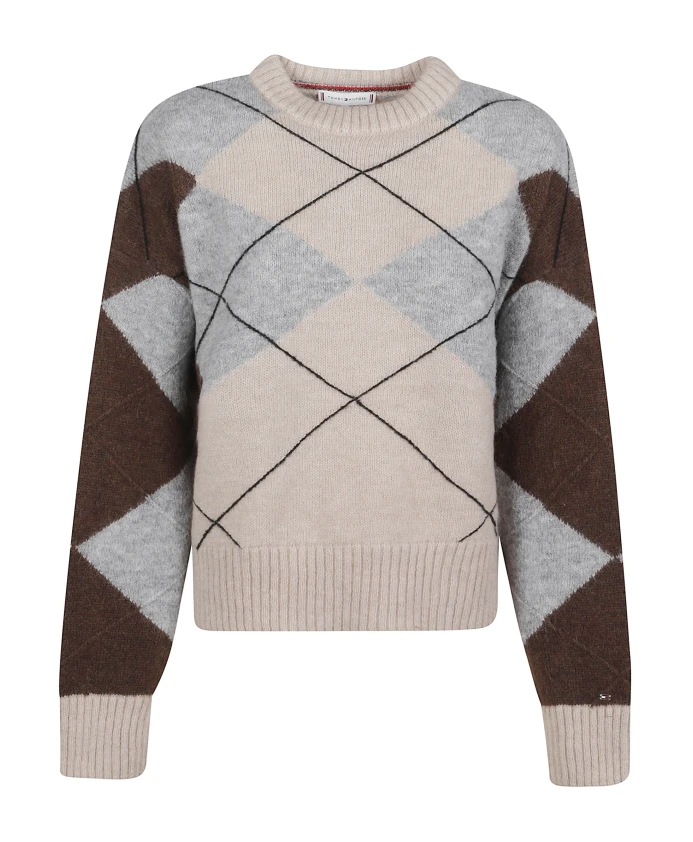 

Свитер оверсайз из смеси альпаки с ромбовидным узором Tommy Hilfiger, мультиколор