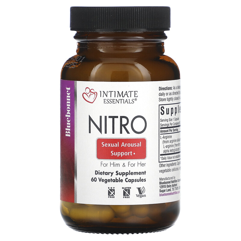 

Bluebonnet Nutrition, Intimate Essentials, нитро, для мужчин и женщин, 300 мг, 60 растительных капсул