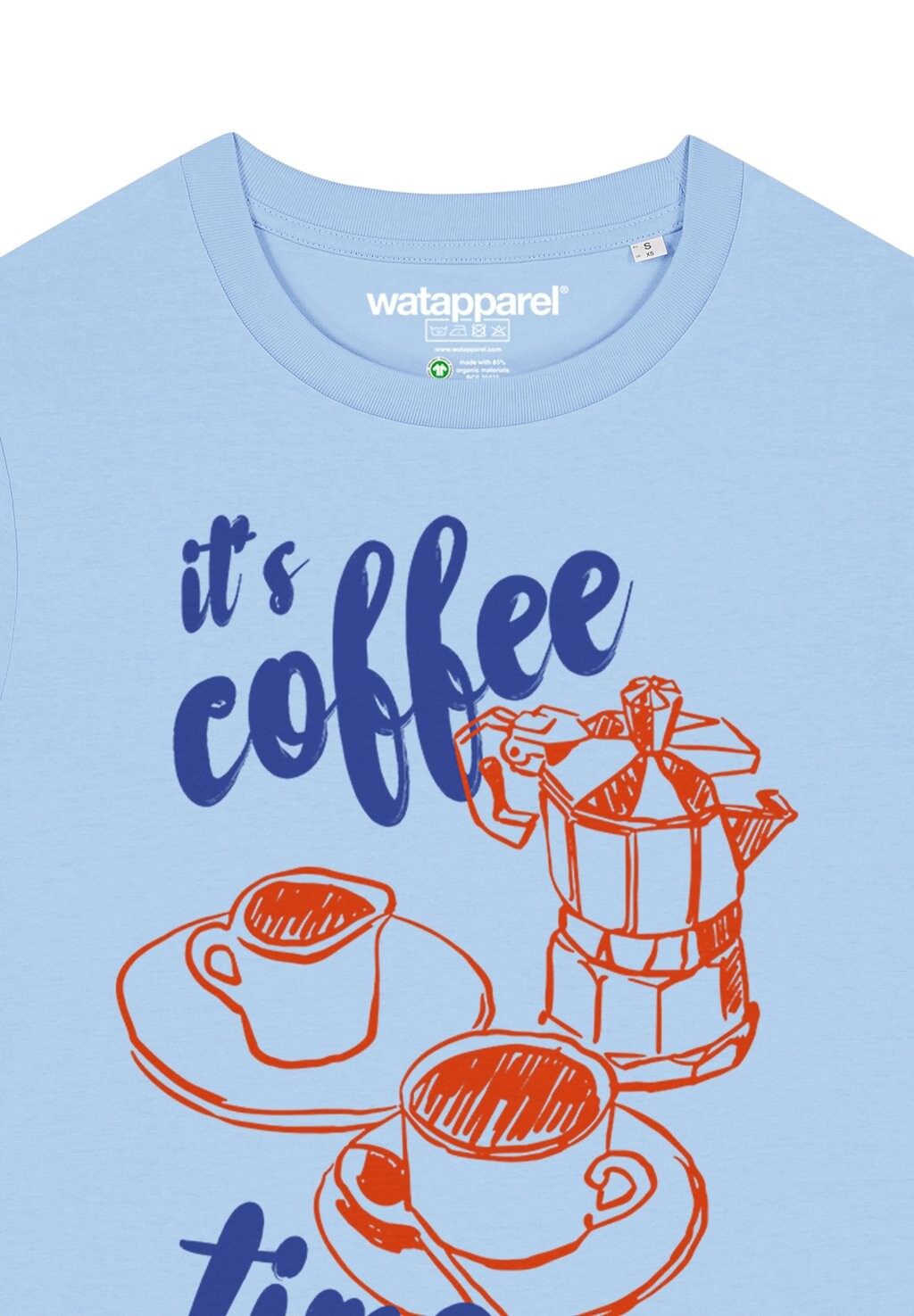 

Футболка с принтом ITS COFFEE TIME watapparel, светло-голубой