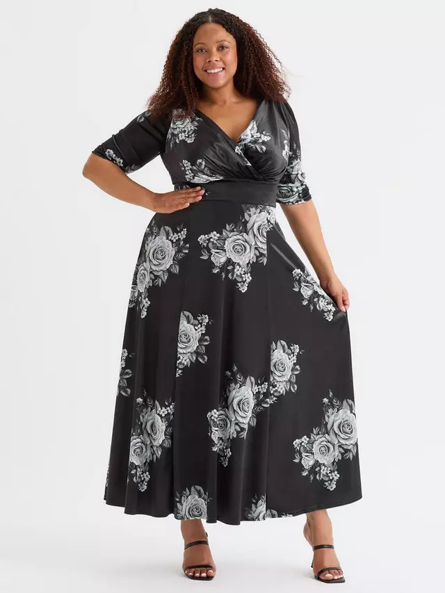 

Платье Scarlett & Jo Verity Floral Velvet Maxi, цвет black/silver