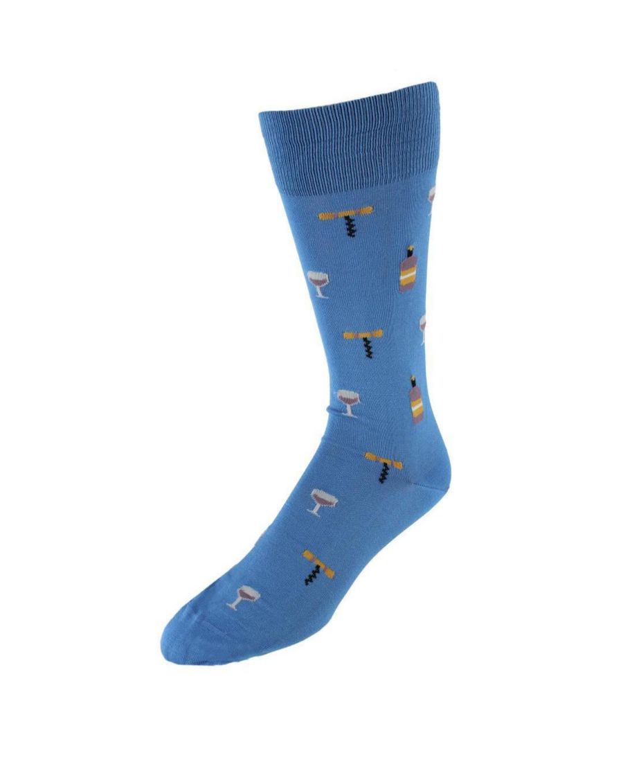 

Мужские носки средней высоты из мерсеризованного хлопка с надписью "I'll Drink to That Wine Glass & Bottle" (1 пара) TRAFALGAR, Light blue