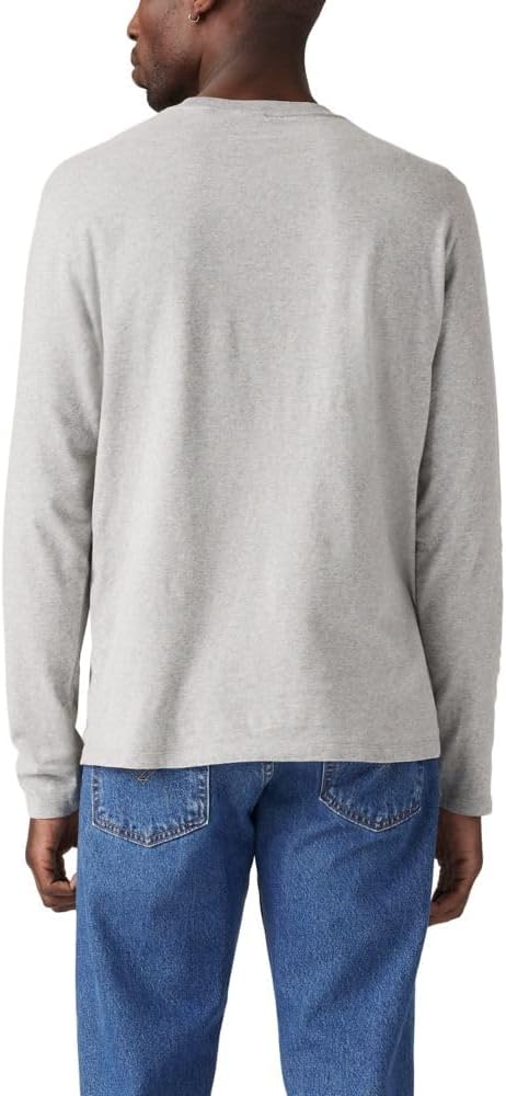 Мужская классическая футболка Levi's с длинным рукавом и карманом, Mid Tone Grey Heather — фото 2