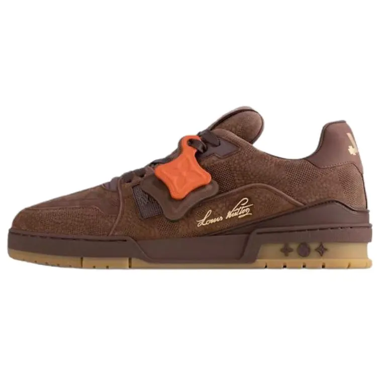 LOUIS VUITTON Кроссовки для скейтбординга Trainer Damier Low Top унисекс темно-коричневые
