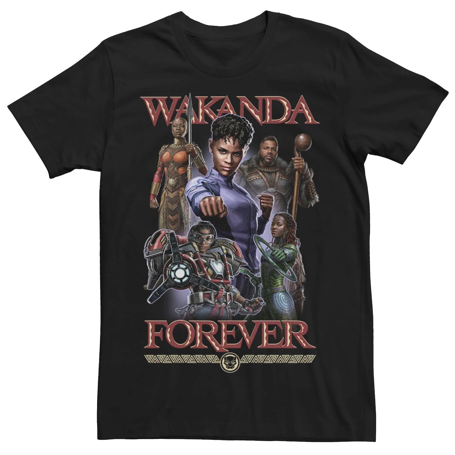 

Мужская футболка с портретом персонажа Marvel Wakanda Forever Licensed Character