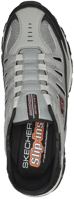 Мужские мокасины Skechers Afterburn M. Fit Ridgeburn без застежек с легким надеванием, черный/серый — фото 2