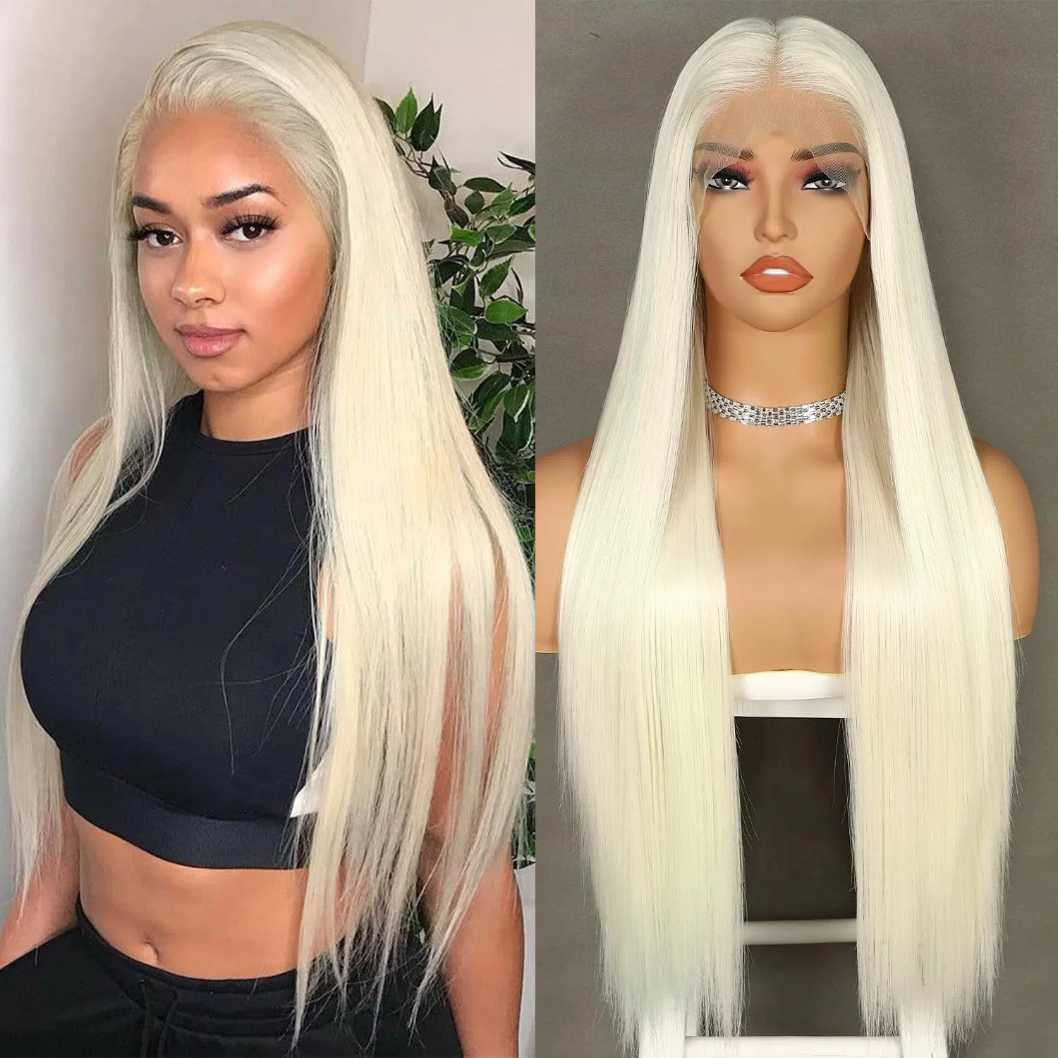 Прямой парик на кружевной основе «Lace Front Wigs» 66 см, белый блонд от Sapphirewigs Sapphirewigs