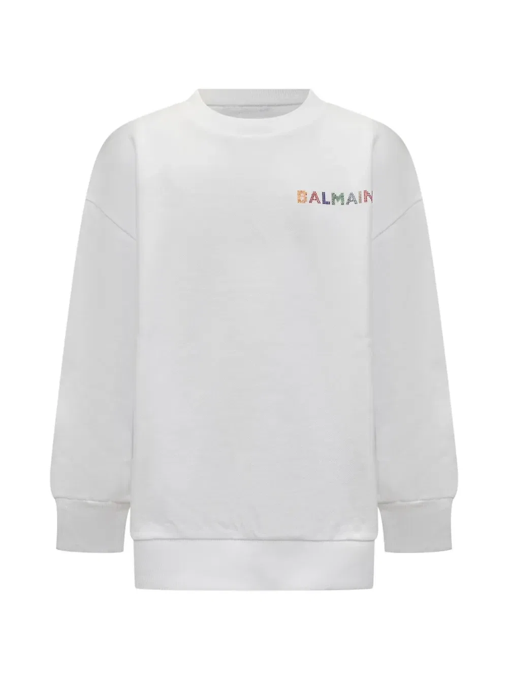 Толстовка с декорированным логотипом Balmain Kids, белый