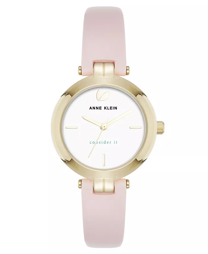 

Женские часы Quartz Round с круглым циферблатом, ремешок из розовой кожи и металлического сплава золотистого оттенка, 32 мм Anne Klein