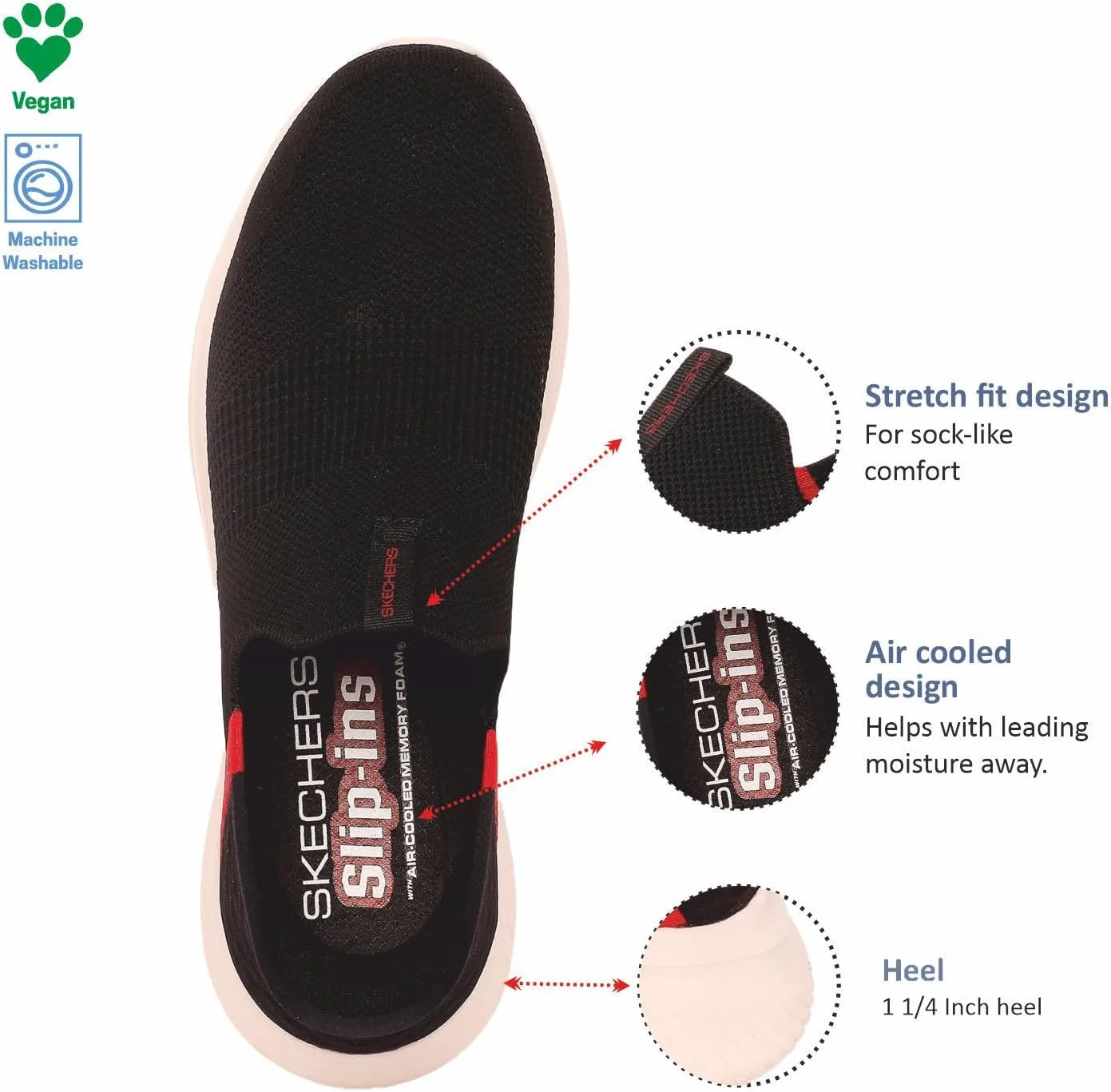 Мужские кроссовки Skechers Ultra Flex 3.0 Viewpoint Slip-in, черный/красный — фото 4