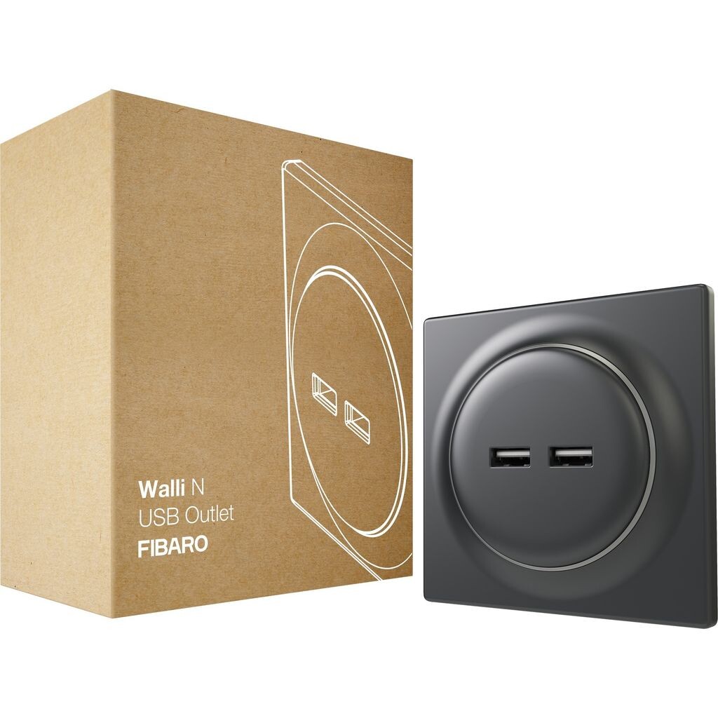 

Розетка Fibaro Walli N USB антрацит