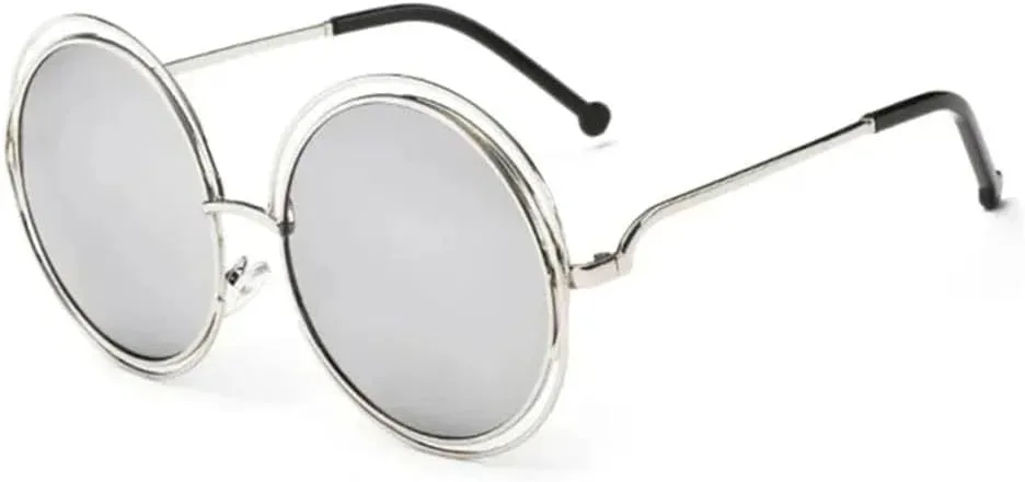 

Винтажные солнцезащитные очки с круглыми линзами и зеркальным покрытием для женщин, металлическая оправа, стильные женские солнцезащитные очки KTUCN, 12-silver-silver