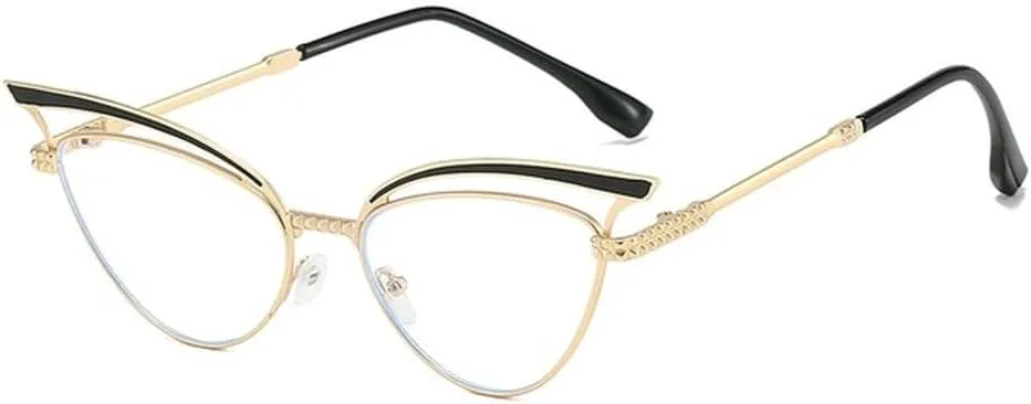 

Ретро-солнцезащитные очки «кошачий глаз» для женщин, металлическая оправа, стильные, модные, для активного отдыха, роскошные, маленькие, черные LVTFCO, Gold Clear