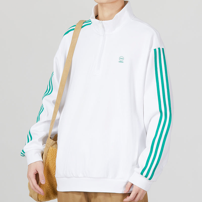 Худи adidas Half-Zip Top 'White Green', белый — фото 3