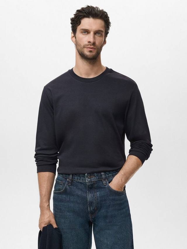 

Футболка Gareth Cotton Regular Fit с длинным рукавом Mango, Navy