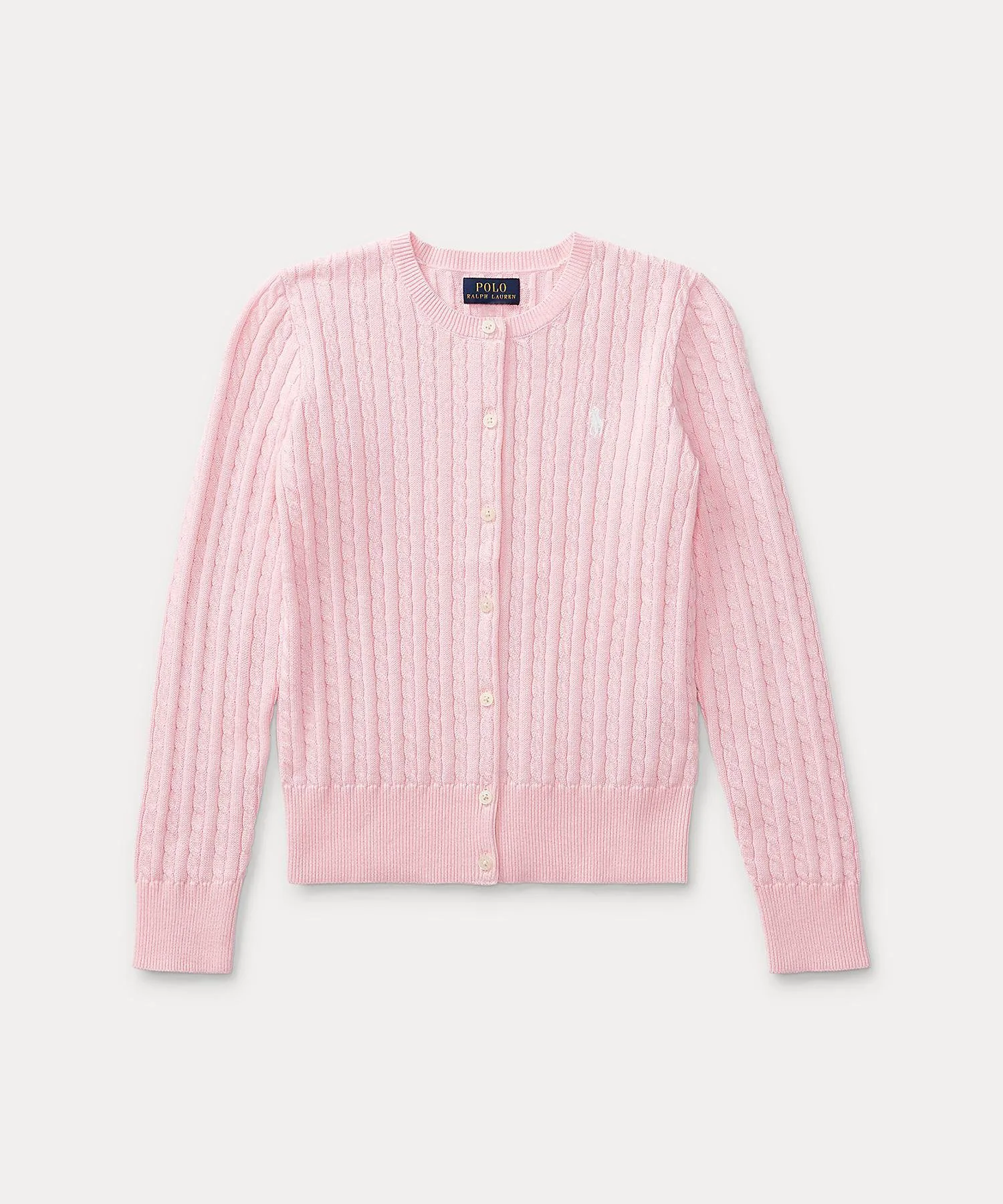 (Девочки 7-16 лет) Мини-кардиган из хлопка с косами Polo Ralph Lauren, 650 Pink