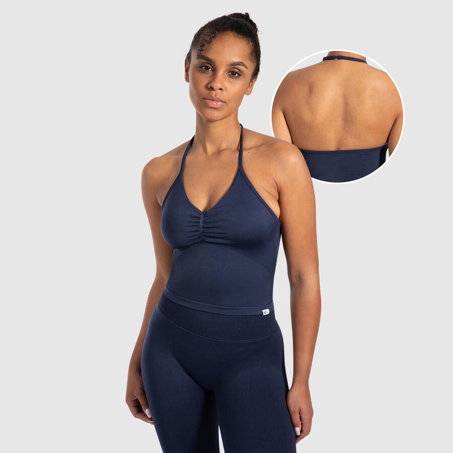 

SMILODOX Женский укороченный топ Malena темно-синего цвета