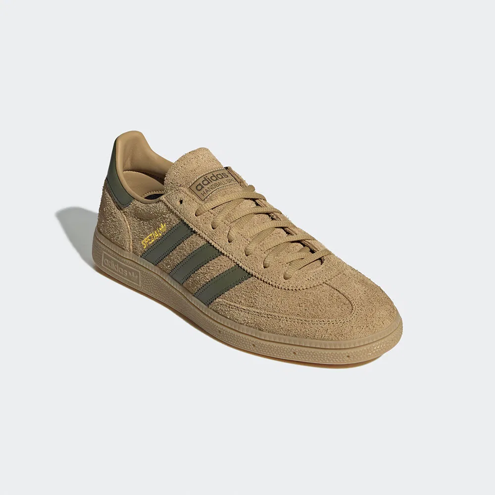 Мужские низкие кроссовки Handball Spezial золотисто-бежевые с оливковым от Adidas