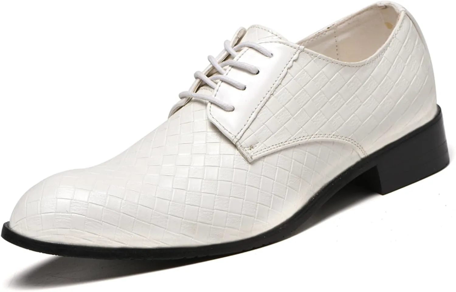 

Классические мужские туфли с кружевами, с острым носком, оксфорды с принтом под крокодила, деловые, формальные, свадебные туфли NIGXWNS, белый