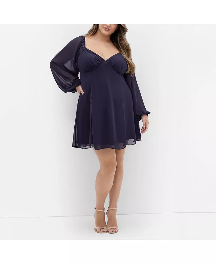 

Платье Plus Size Flirty Flounce с рюшами CITY CHIC, синий
