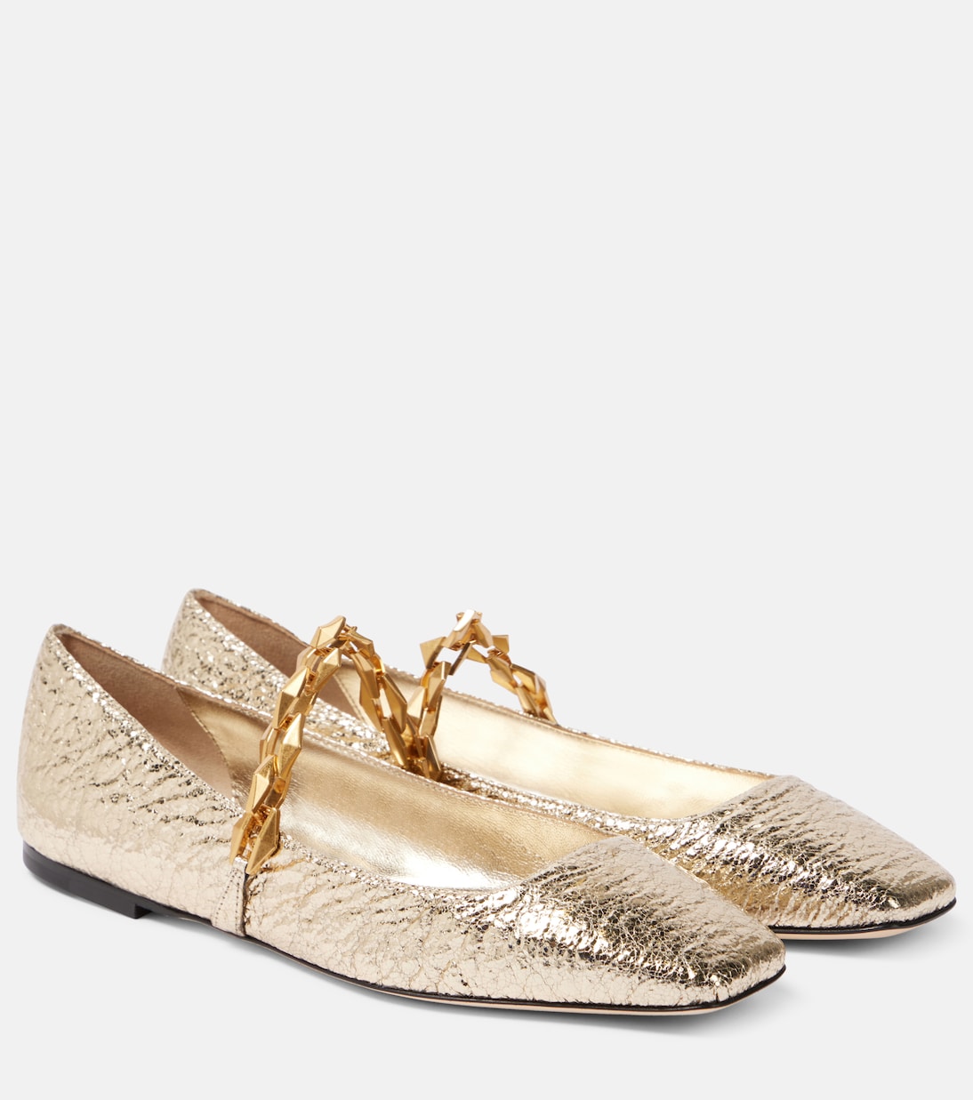Туфли Мэри Джейн из металлизированной кожи Diamond Tilda Jimmy Choo, золотой