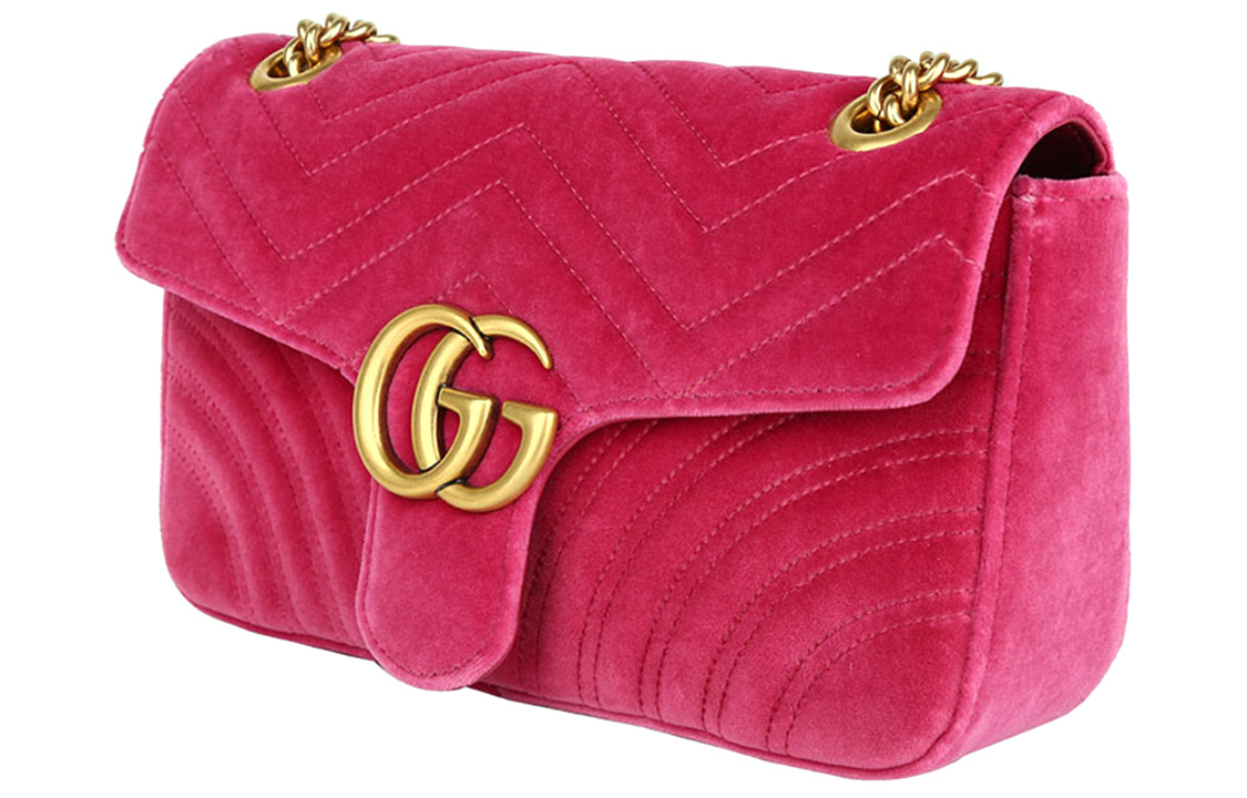 Женская сумка Gucci GG Marmont из бархата цвета фуксия — фото 2