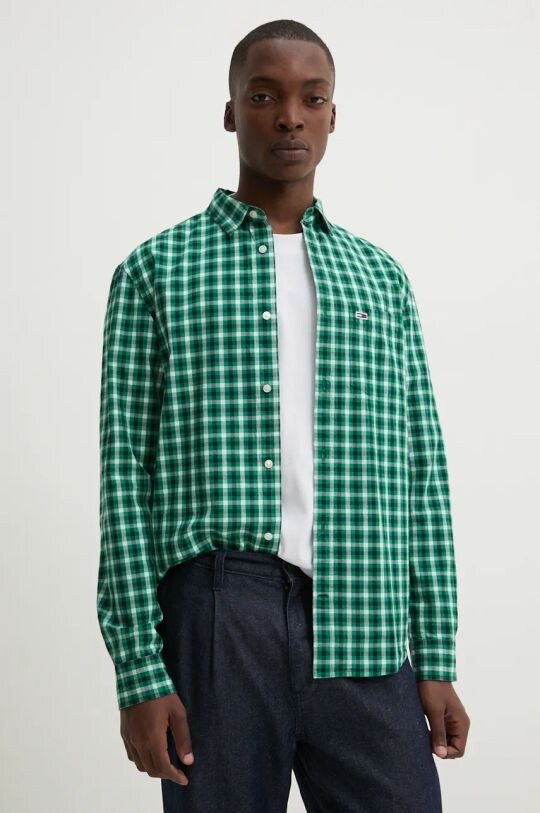 

Хлопковая рубашка Tommy Jeans, зеленый