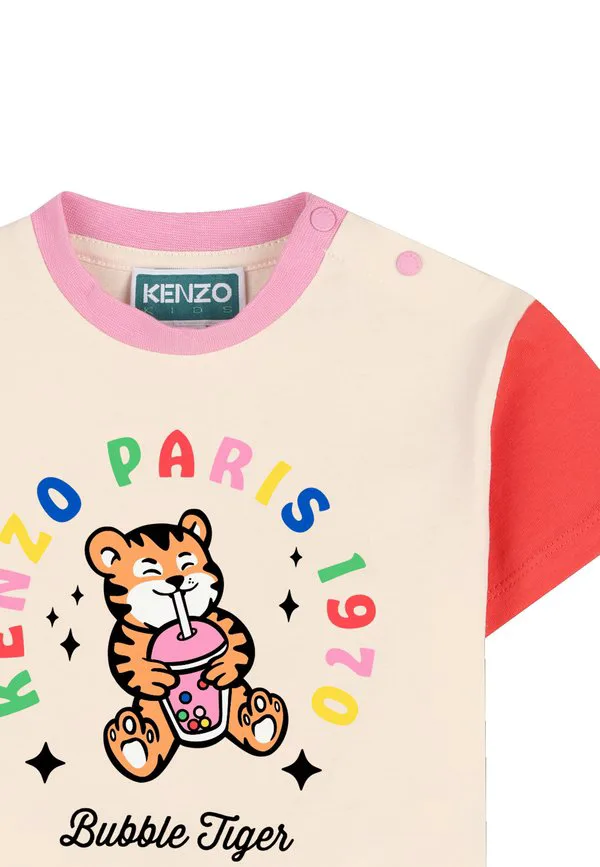 Футболка с принтом mit glänzendem Kenzo Kids, Nougat — фото 3