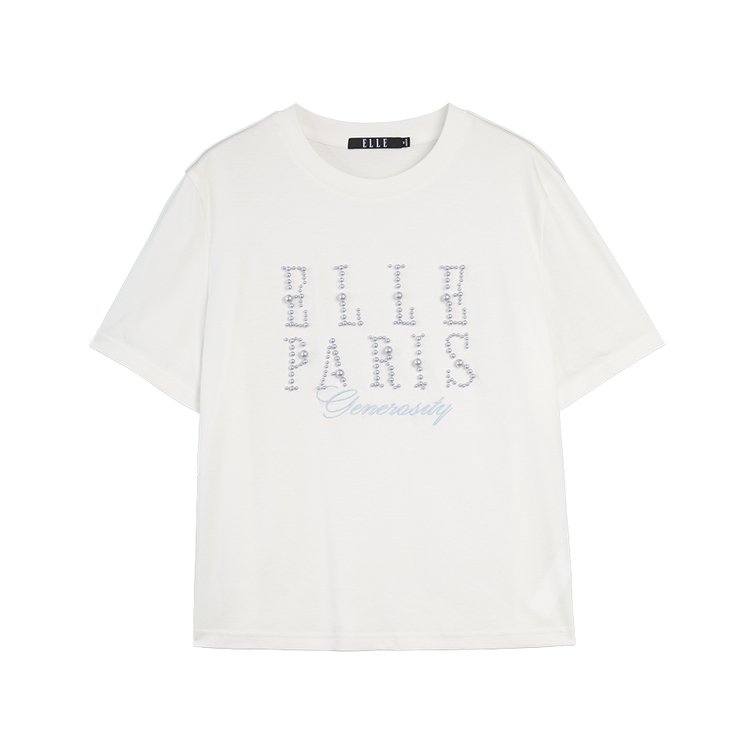 

ELLE Футболка женская белая с круглым вырезом тонкая прямая посадка, Белый, ELLE Футболка женская белая с круглым вырезом тонкая прямая посадка