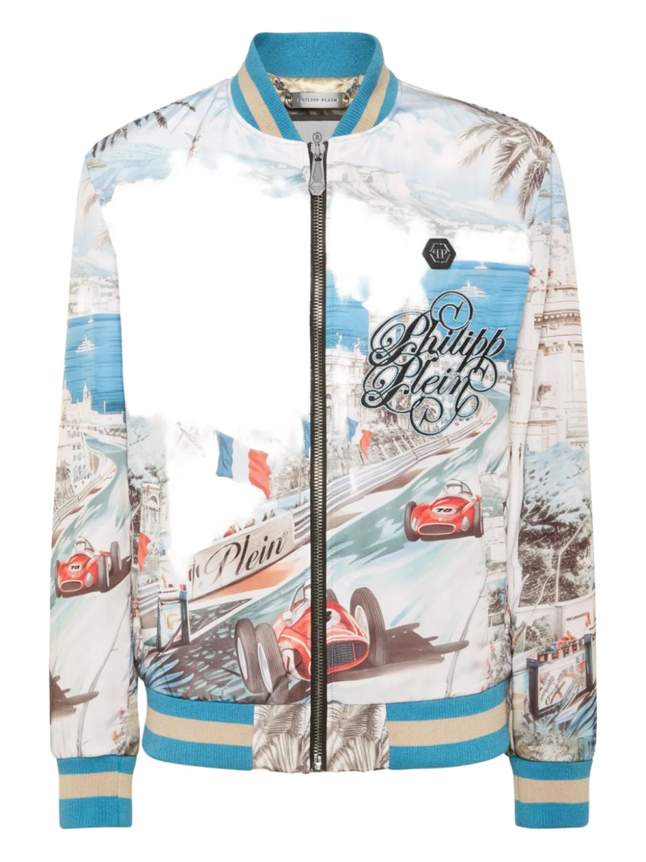 

Куртка бомбер из атласа Monaco Cote d'Azur Philipp Plein, белый