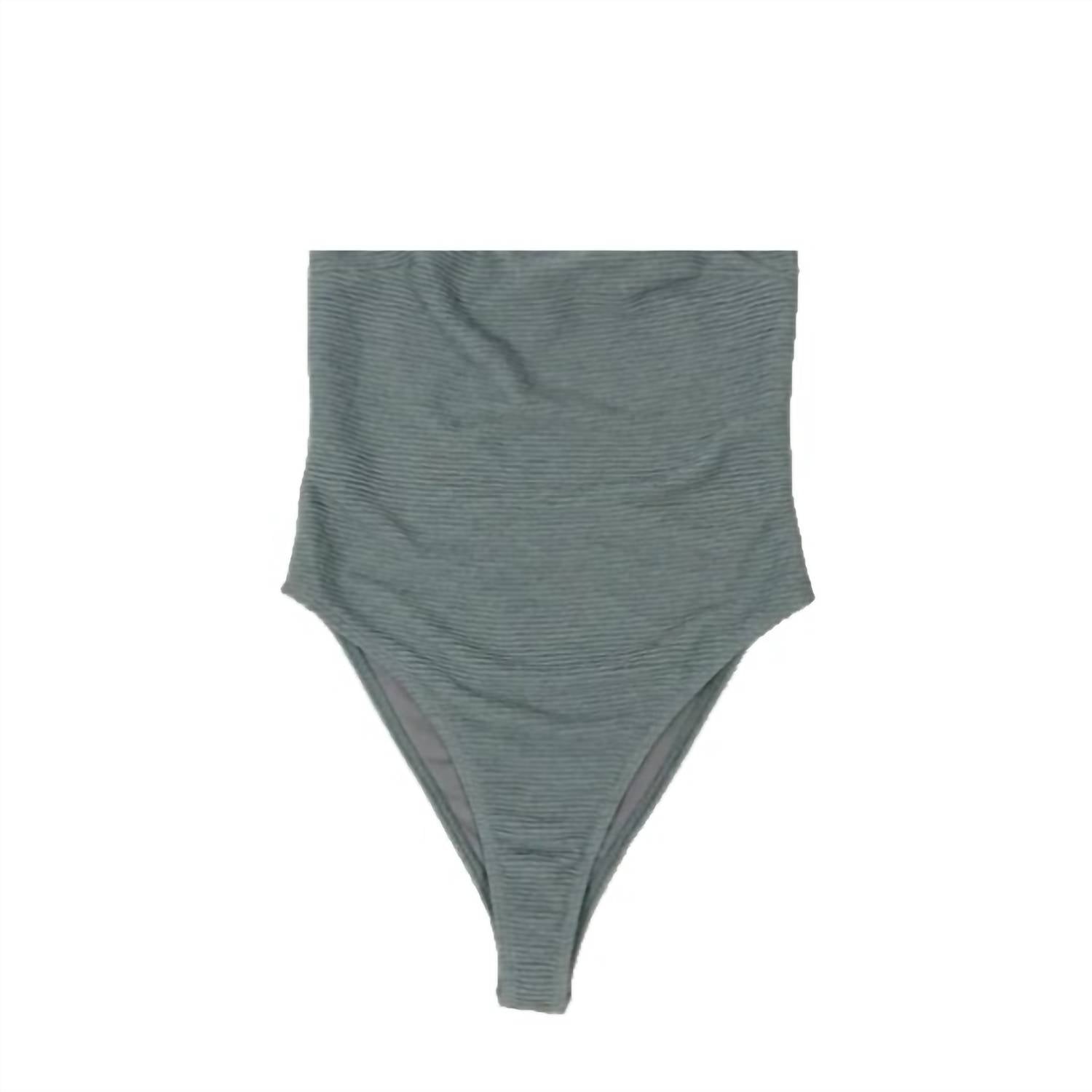 

Женский купальник с ребристым бандо и ультравысоким вырезом на бедрах в цвете морской пены RUMER, Seafoam