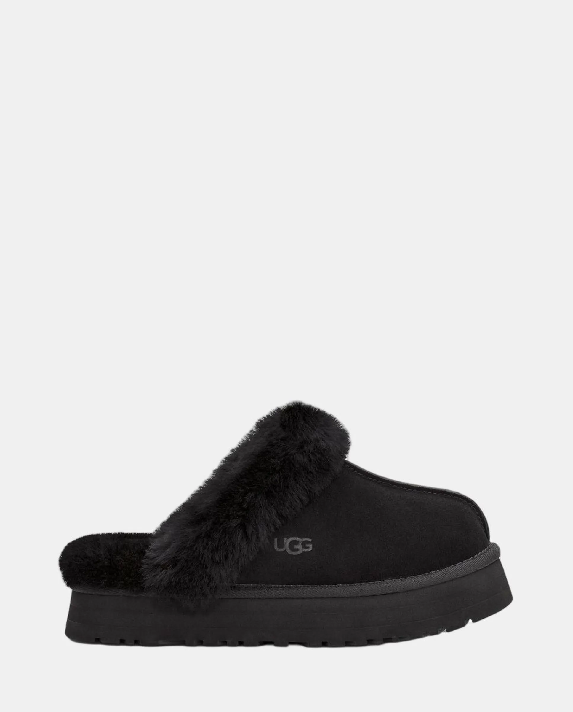 Женские тапочки DISQUETTE из кожи и меха Ugg, черный