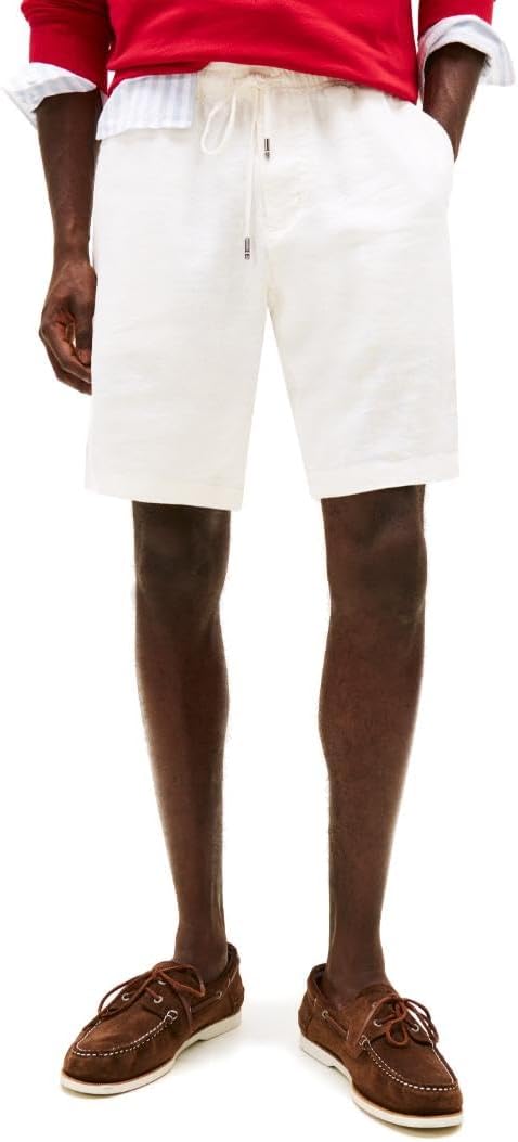 

Мужские летние льняные шорты Tommy Hilfiger 10 дюймов свободного кроя, Ivory Silk