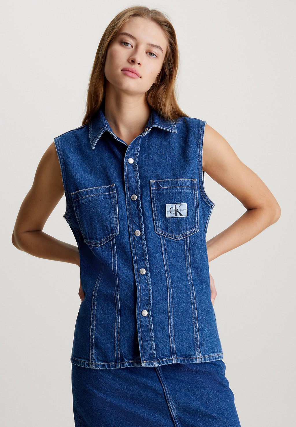 

Топ SLEEVELESS LEAN Calvin Klein Jeans, цвет denim medium