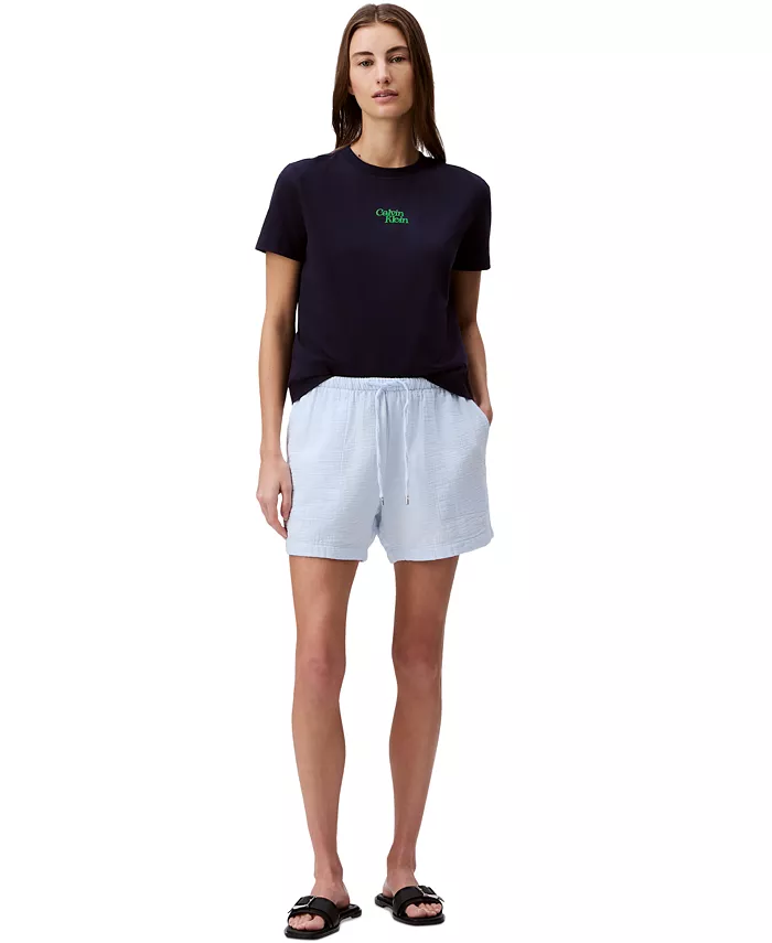 

Женские шорты на резинке из двойного муслина Calvin Klein Jeans, синий