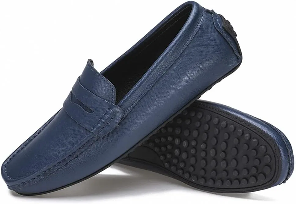 Лоферы кожаные Stitching Details Penny Loafer, темно-синий PUGHGAETZF — фото 2