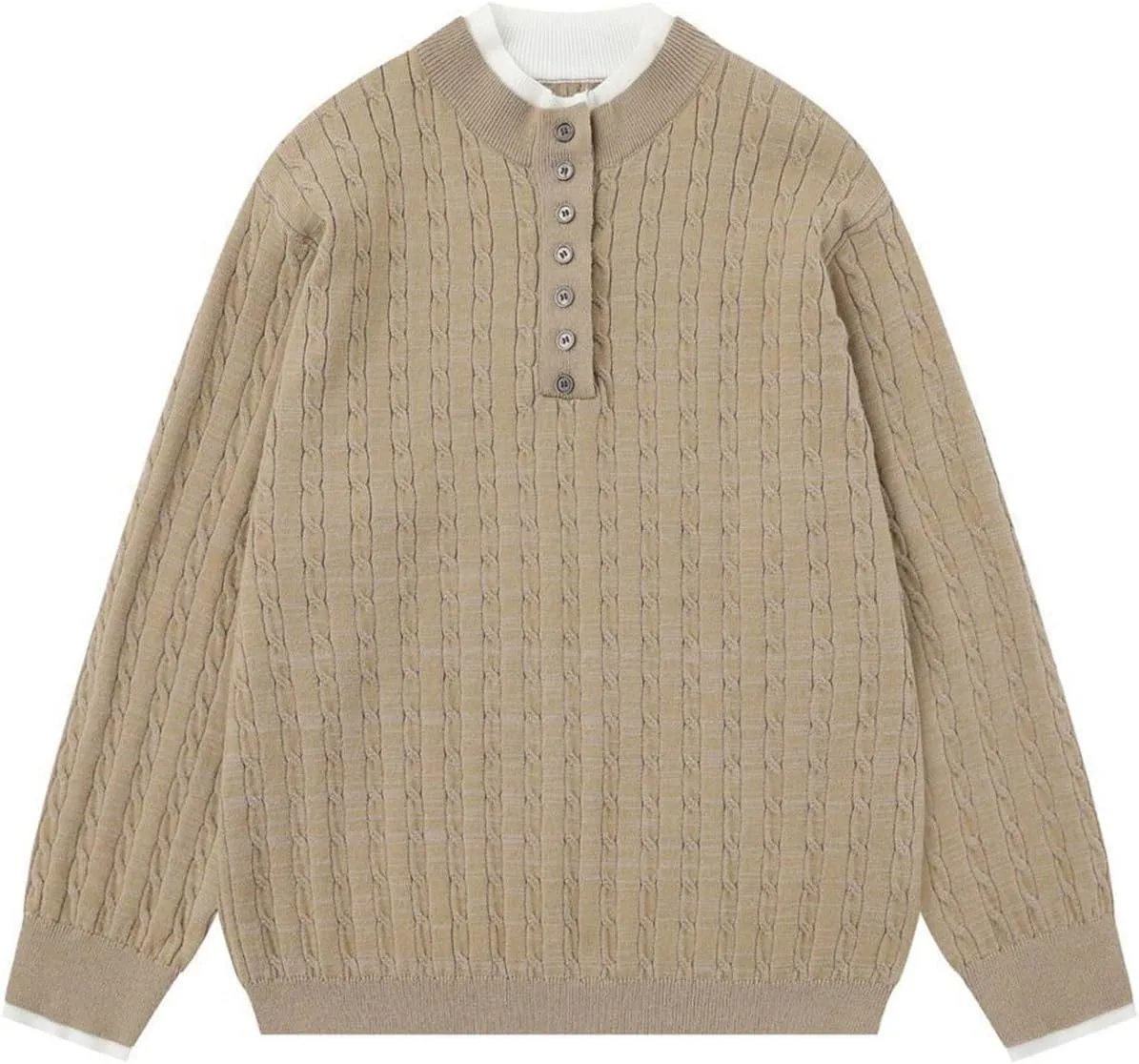 

Bakyarder Unisex свитер хенли с кабельной вязкой и рифленым воротником