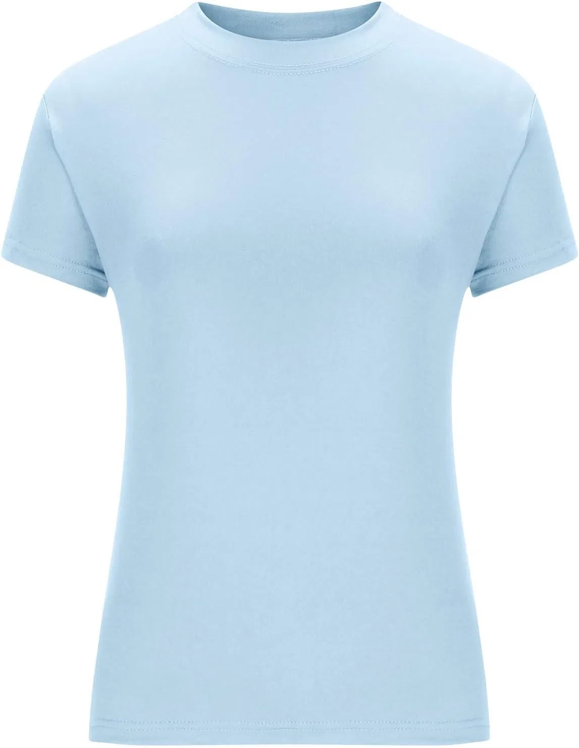 Футболка с коротким рукавом, женская, облегающая, Cotton Linen, Light Blue — фото 4