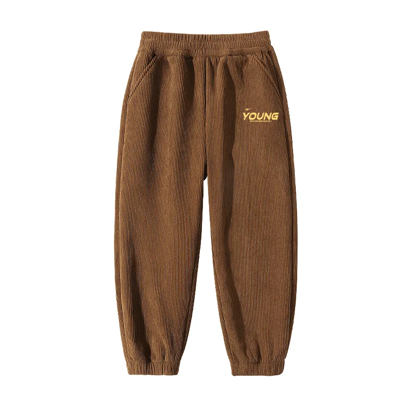 Детские спортивные брюки Moderate WARRIOR, [Corduroy with Fleece]Green/H Youth Gold K — фото 3