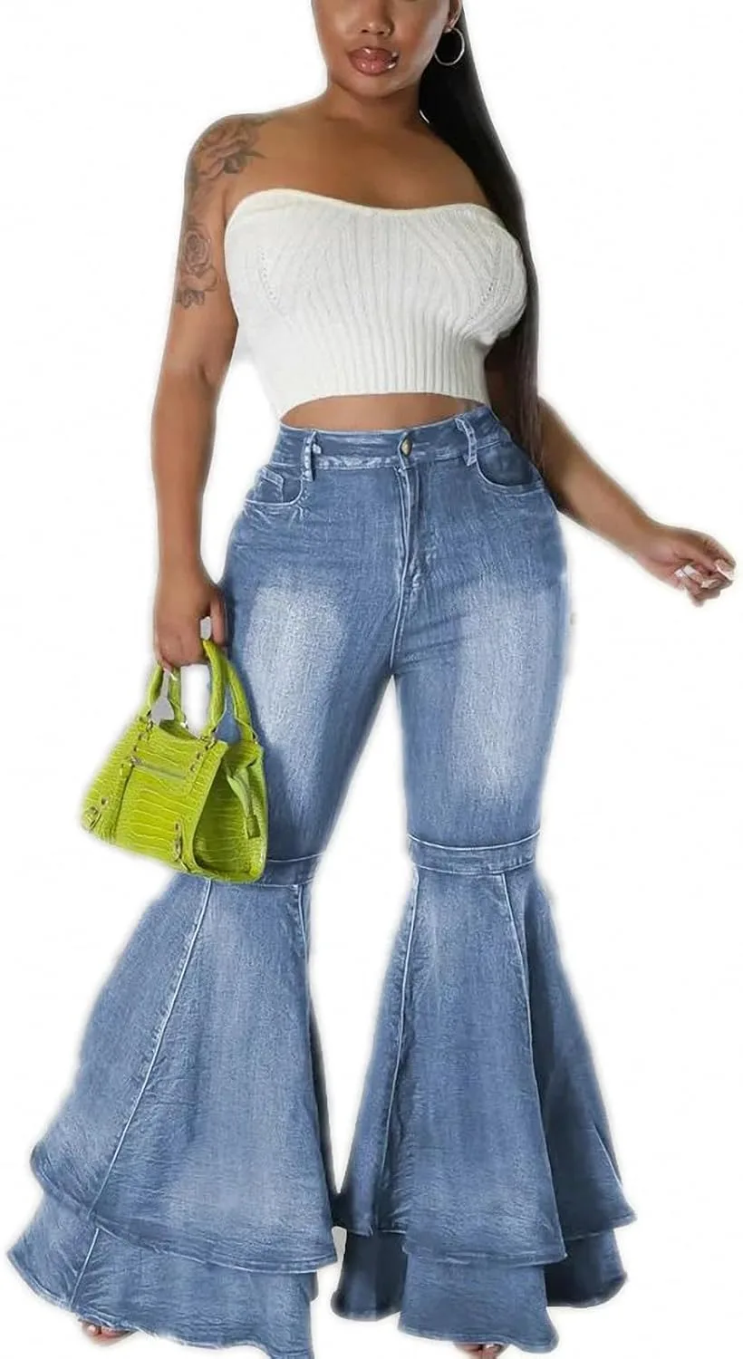 

Dawery женские винтажные расклешенные джинсы high waist stretch denim