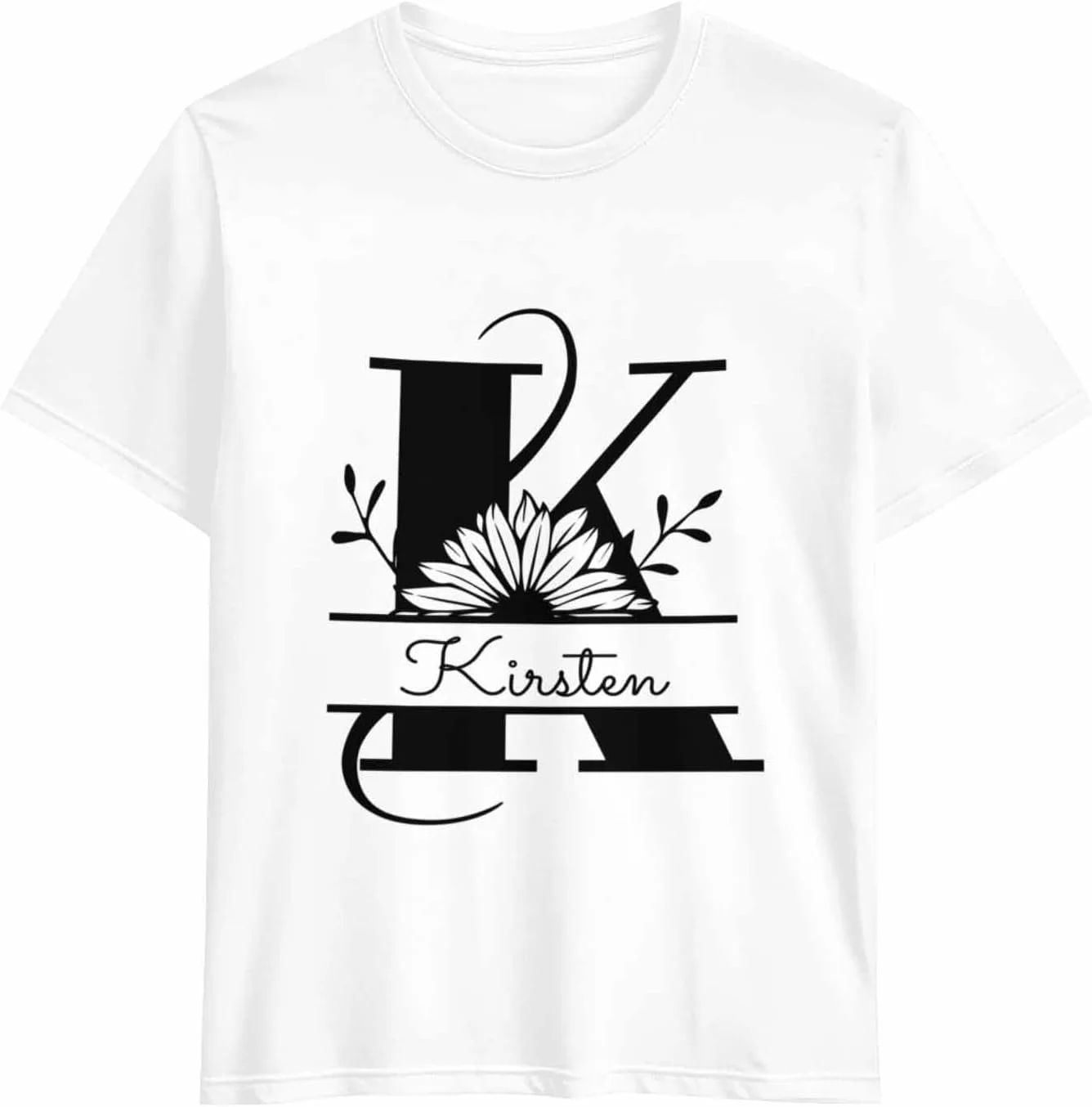 

Футболка с именем или текстом, Letter K, Unisex, Cotton, Round Neck Vaxbryntel