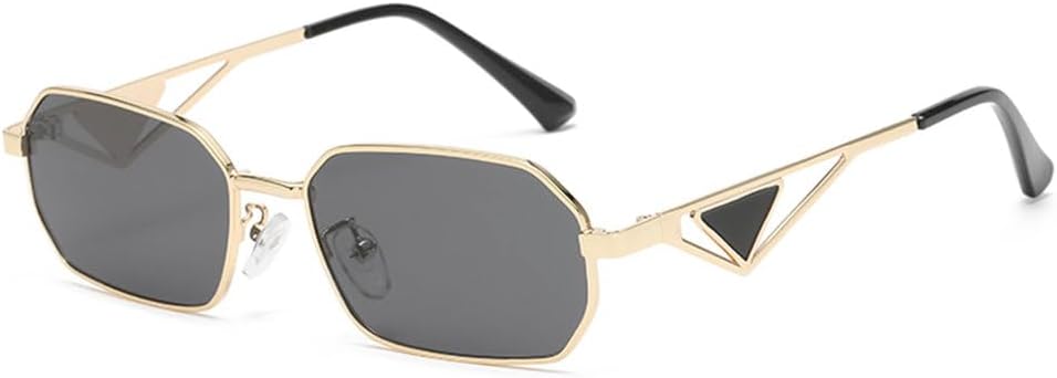 

Модные солнцезащитные очки прямоугольной формы для женщин и мужчин, квадратные солнцезащитные очки для активного отдыха, путешествий, защиты от ультрафиолета UV400 MTZJH, Gold Grey